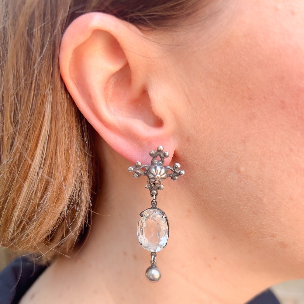 Vintage Gothic Revival Style Crystal Drop Earrings